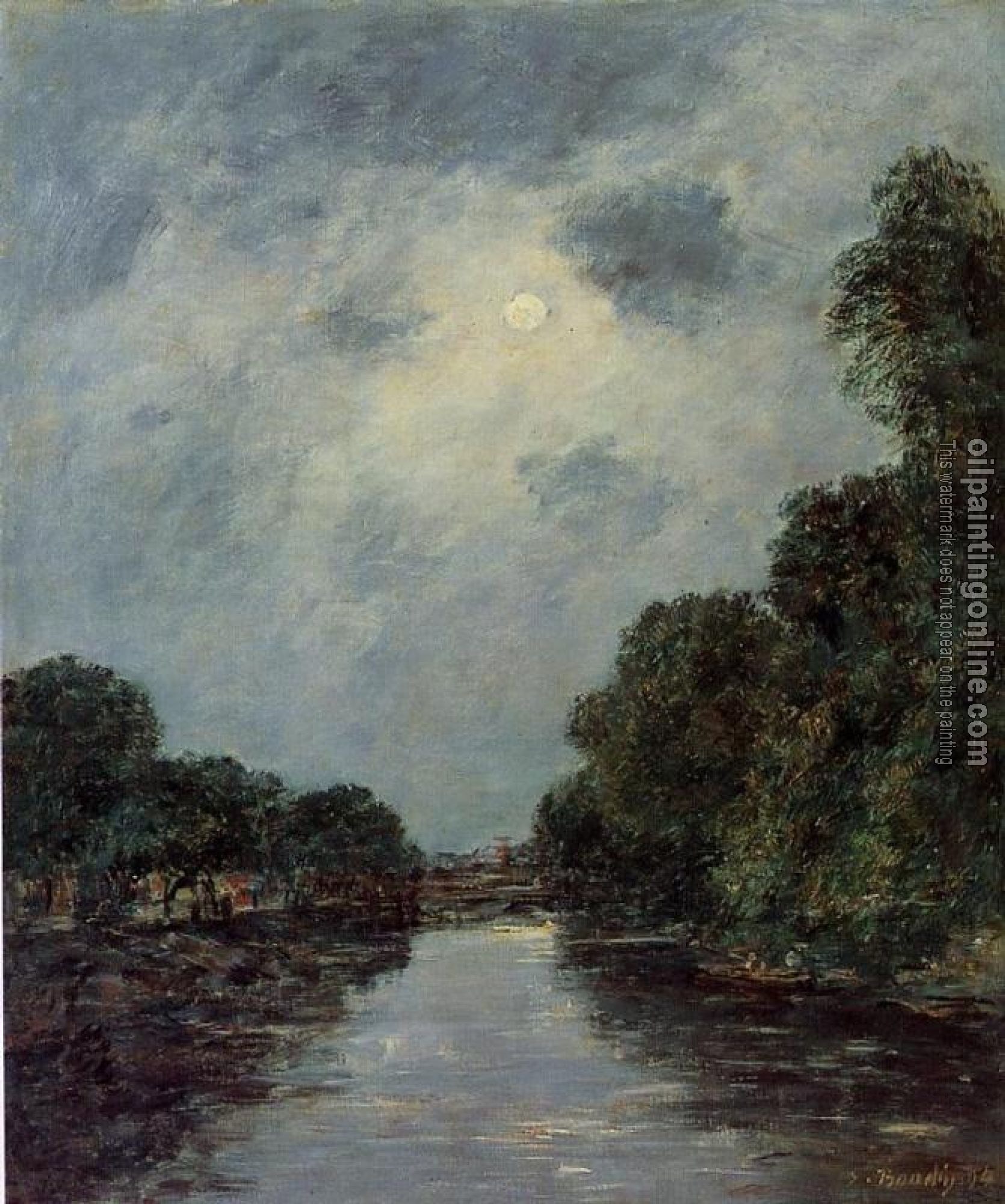 Boudin, Eugene - The Somme near D'Abbeville, Moonlight